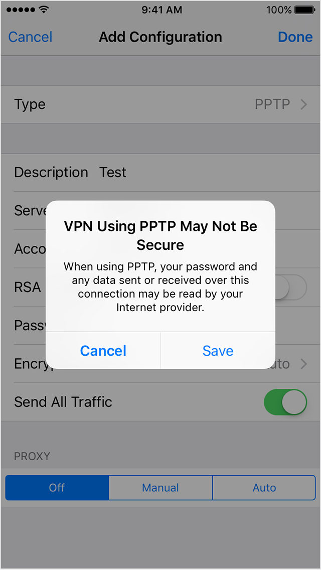 Did Apple remove PPTP VPN?