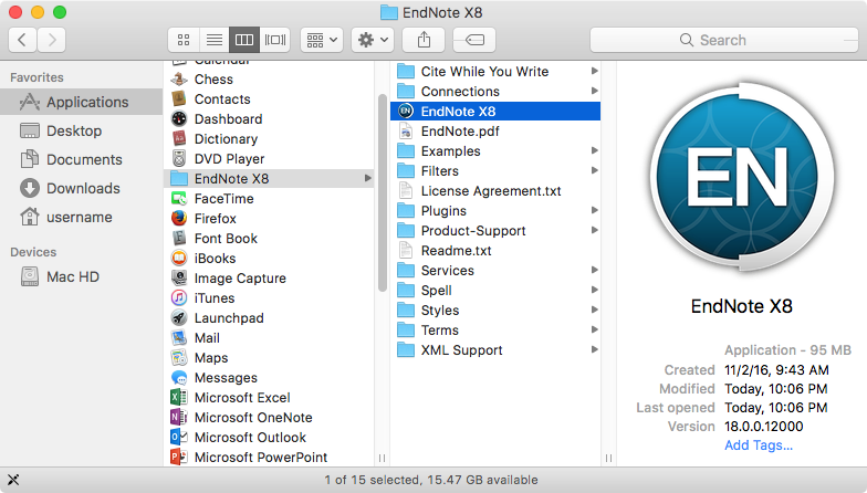 endnote x8 word 2016 mac